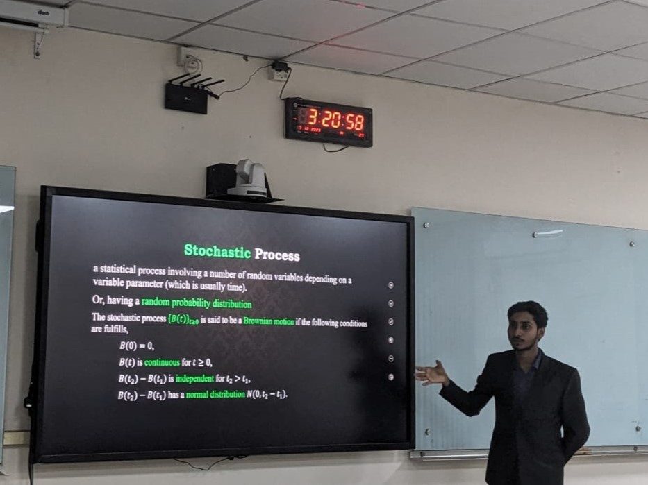 Presenting a slide on stochastic processes and Brownian motion