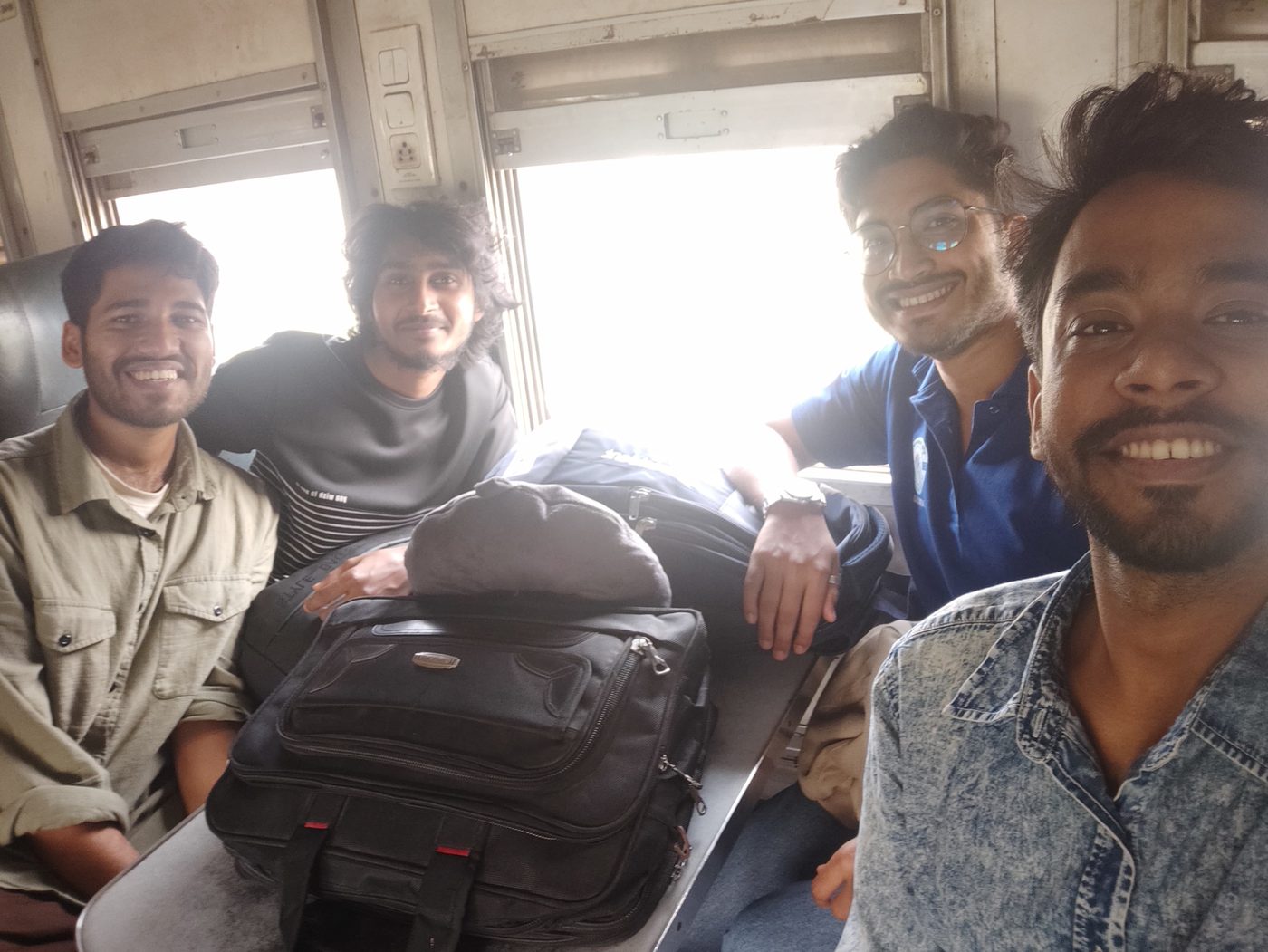 Travelling by train with colleagues to a conference